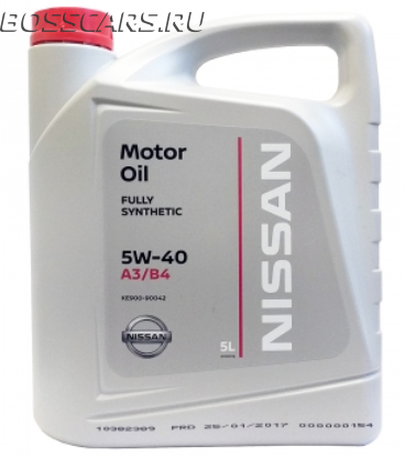 Масло моторное NISSAN Motor Oil 5W40 синтетическое, 5л